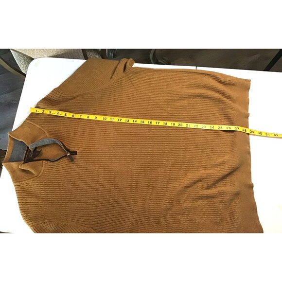 TASSO ELLA- MENS BROWN PULL OVER ZIP-UP NECK 100% COTTON LONG SLEEVE SWEATER XXL - Picture 6 of 6